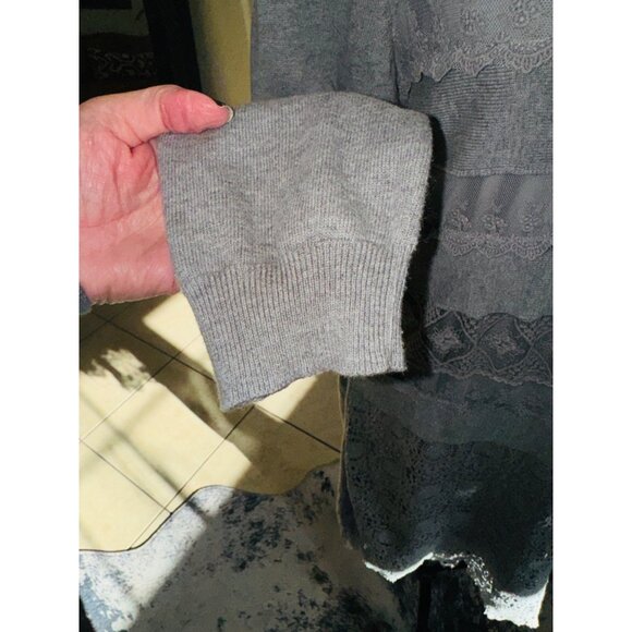 Sundance Lace Crochet Linen Gray Knit Dress M Boho Cottage Core Peasent Hippie - Picture 10 of 10